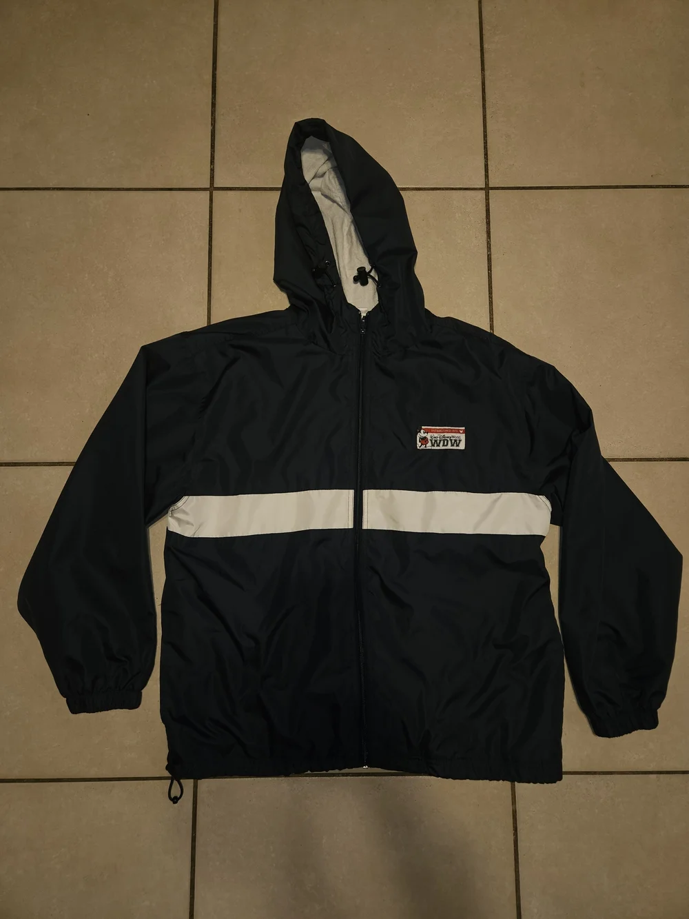 Disney Navy and White Hooded Windbreaker Jacket Size M